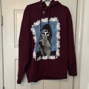 OBEY Shojo Graphic Zip Hoodie In Maroon